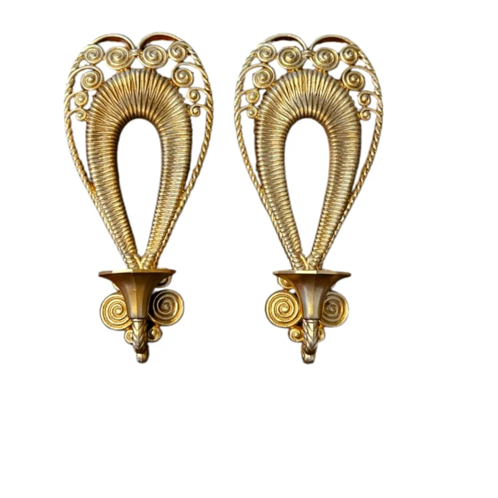 Vintage Burwood Elegant Gold Wall Sconces Candle